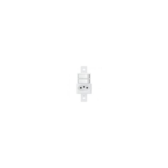 Imagem de Interruptor Duplo - 1 Simples + 1 Paralelo - + Tomada 2P+T 10a/250v Blanc