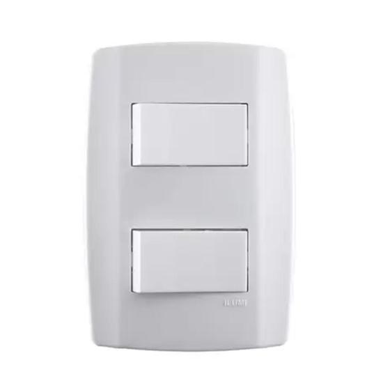 INTERRUPTOR DUPLO 2 TECLAS SIMPLES COM PLACA 4x2 ILUMI - LINHA SLIM Menor preço em INTERRUPTOR DUPLO 2 TECLAS SIMPLES COM PLACA 4x2 ILUMI - LINHA SLIM
