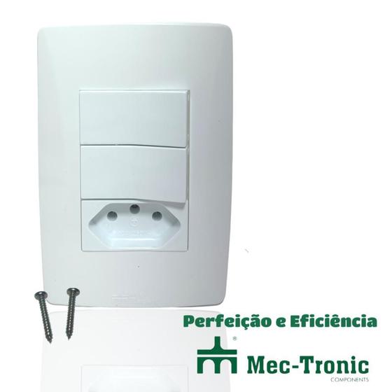 Imagem de Interruptor Duplo com Tomada 10a 250v Simples 2p+t