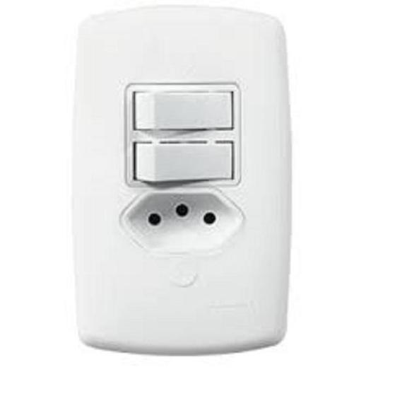 Imagem de Interruptor Duplo Com Tomada 4x2 monaco branco