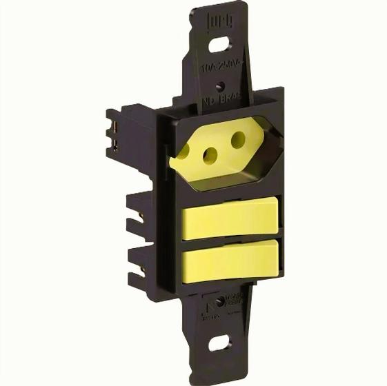 Imagem de Interruptor Duplo Paralelo + Tomada 2P+t 10A 250V~ Preto Klin Weg
