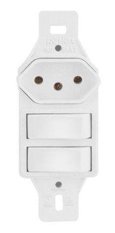 Imagem de Interruptor Duplo Simples + 1 Tomadas 10A/20A 2282P/15 - Pumalux