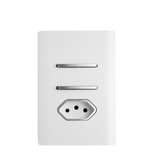 Imagem de Interruptor Duplo Simples com Tomada 20A - Novara Dicompel