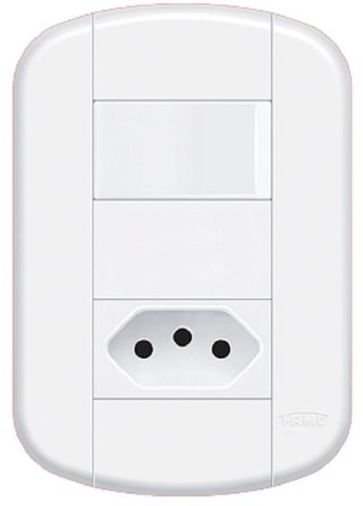Imagem de Interruptor Duplo Simples + Tomada 10a Blanc Fame 3924