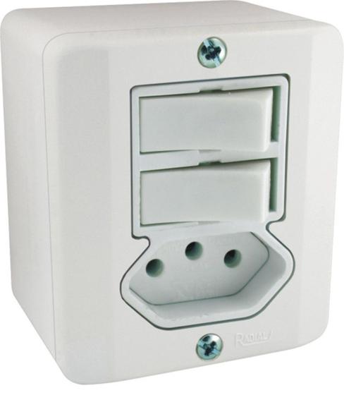 Imagem de Interruptor Duplo Simples + Tomada 20a Sistema X Bco Radial