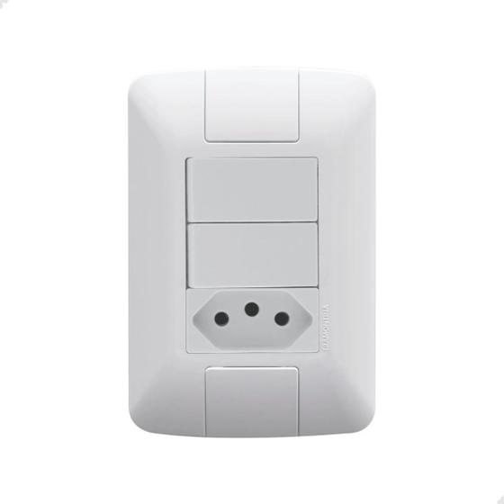 Imagem de Interruptor Duplo + Tomada 10a 4x2 Embutir Aria Tramontina
