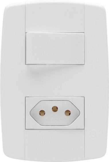 Imagem de Interruptor Elétrico 1 Tecla e 1 Tomada Branco Completo 10A Linha Lev - Ilumi