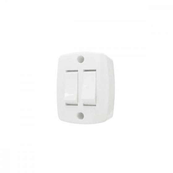 Imagem de Interruptor Externo Ilumi Retangular Branco 2 Simples Com 1Peca  16562