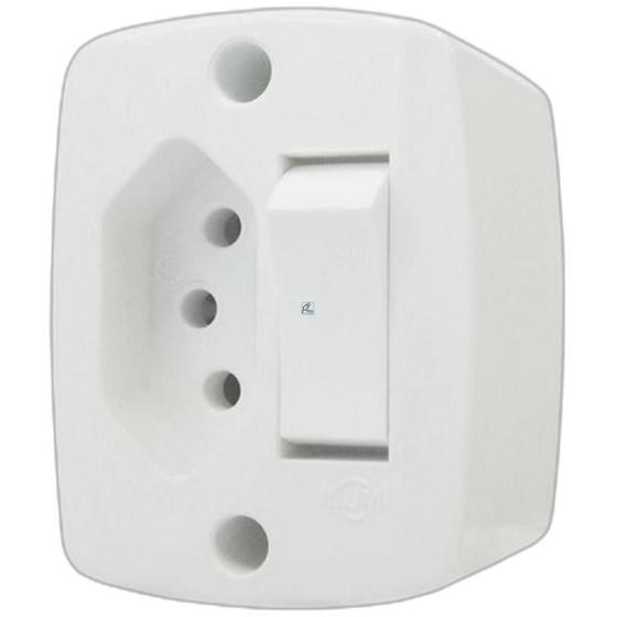 Interruptor Externo Iluminaria Retangular Com Tomada 2p+t. 10a. 16544 - Kit C/10 Peca Menor preço em Interruptor Externo Iluminaria Retangular Com Tomada 2p+t. 10a. 16544 - Kit C/10 Peca