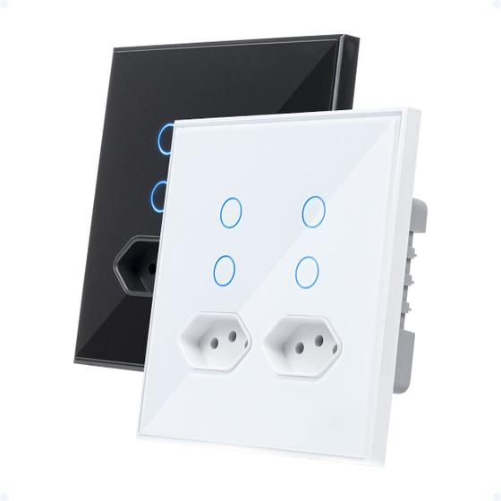 Imagem de Interruptor Inteligente 4 Botões Touch Alexa Google E Tomada