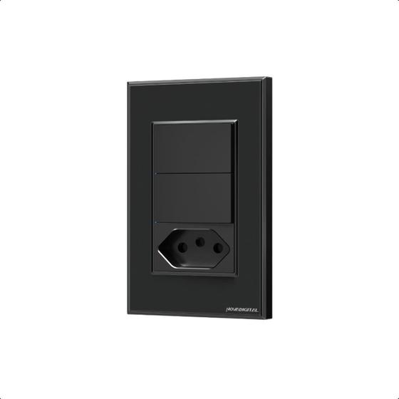 Imagem de Interruptor Inteligente C/Tomada Zigbee 2Botões 20A - Preto