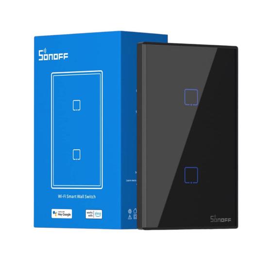 Imagem de Interruptor Inteligente de Parede Sonoff T3US2C Bivolt Preto