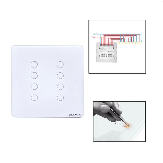 Imagem de Interruptor Inteligente Touch Wifi 8 Botões 4X4 Smart-Branco