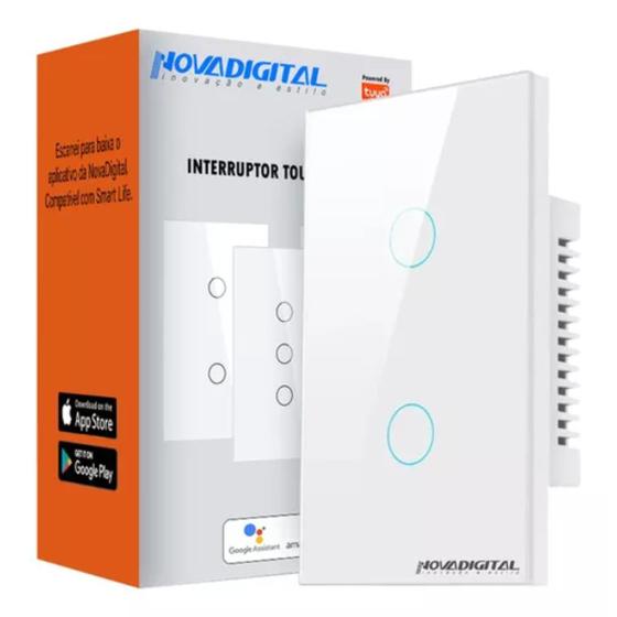 Imagem de Interruptor Inteligente Touch Zigbee Novadigital 2 Botões