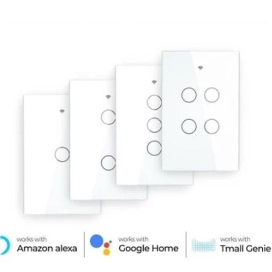 Imagem de Interruptor inteligente wi-fi touch 1, 2, 3, 4 botões tuya smart life compatível alexa e google home