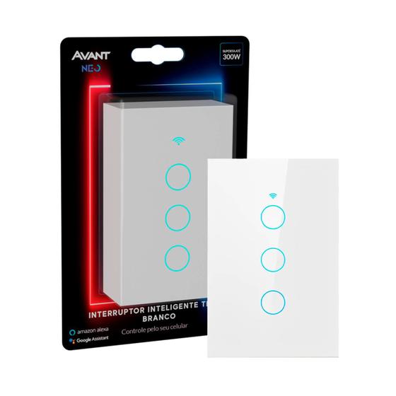 Imagem de Interruptor Inteligente Wifi 3 Botões Touch Avant Neo Alexa Google Assistant
