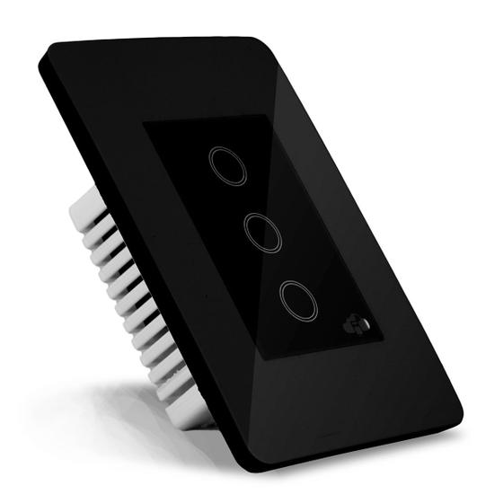 Imagem de Interruptor Inteligente WiFi Preto Coisas Espertas 4x2 De 3 Teclas