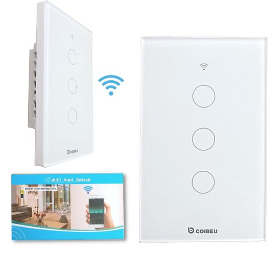 Imagem de Interruptor Inteligente WiFi, Smart Sem Fio Multifuncional 3 botões (MB303 com neutro) Compatível Com Alexa Google