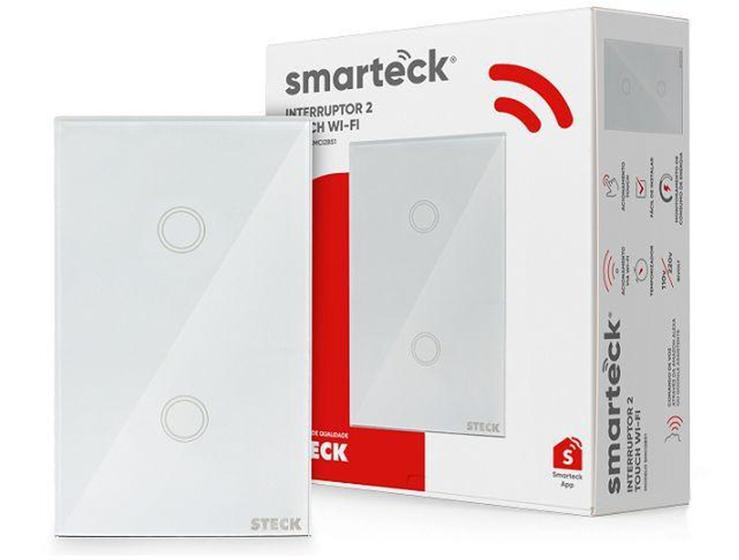 Imagem de Interruptor Inteligente Wifi Smarteck - 2 Botões - Branco
