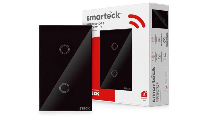 Imagem de Interruptor Inteligente Wifi Smarteck - 2 Botões - Preto