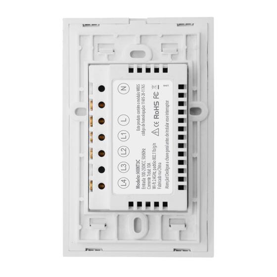 Imagem de Interruptor inteligente wifi touch sem fio vidro temperado Hi Geonav 4x2 Alexa Google Siri Tuya 1, 2 ou 3 botões