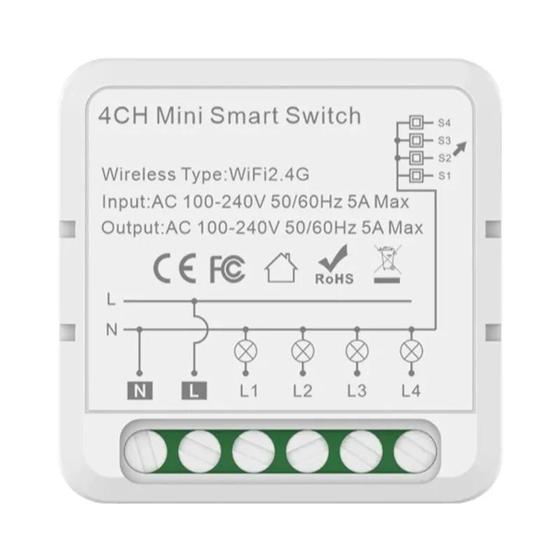 Imagem de Interruptor Inteligente WiFi Tuya - 1/2/3/4 Gangues, Controle de 2 Vias, Compatível com Alexa