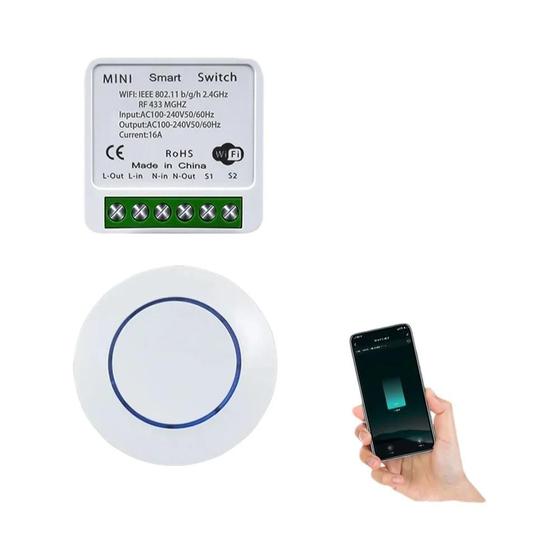 Imagem de Interruptor Inteligente WiFi Tuya 16A com Receptor RF 433MHz - Mini Painel Redondo