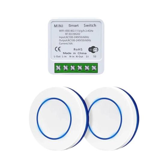 Imagem de Interruptor Inteligente WiFi Tuya 16A com Receptor RF 433MHz - Mini Painel Redondo