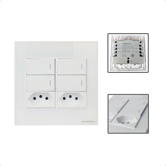 Imagem de Interruptor Inteligente Zigbee 4 Botões Tomadas 4X4 - Branco