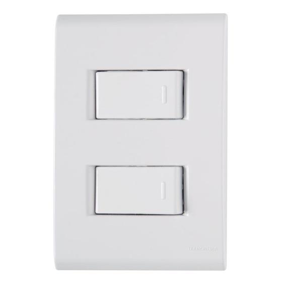Imagem de Interruptor Liz 2 Teclas Simples com Placa Branca Tramontina