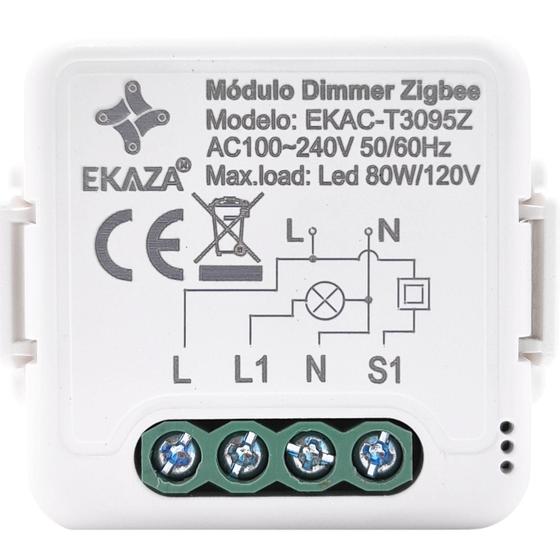 Imagem de Interruptor Mini Módulo Embutido Dimmer 1 Canal ZigBee Compatível com Alexa e Google Assistente