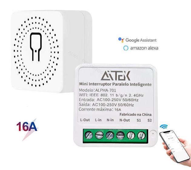 Imagem de Interruptor Mini Módulo Inteligente Wifi Assistente Virtual - AITEK