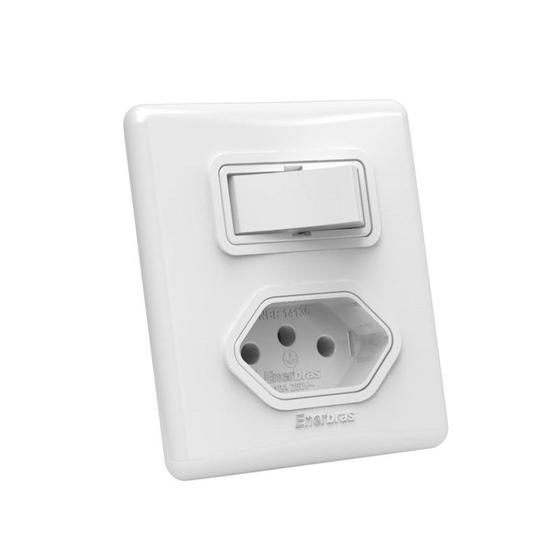 Interruptor Paralelo 10A 1 Tecla e Tomada Branco Linha E SX Enerbras Menor preço em Interruptor Paralelo 10A 1 Tecla e Tomada Branco Linha E SX Enerbras
