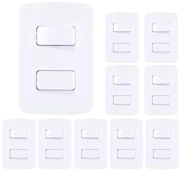 Imagem de Interruptor Paralelo Duplo 10A  Conjunto 4x2 - Kit 10 Und