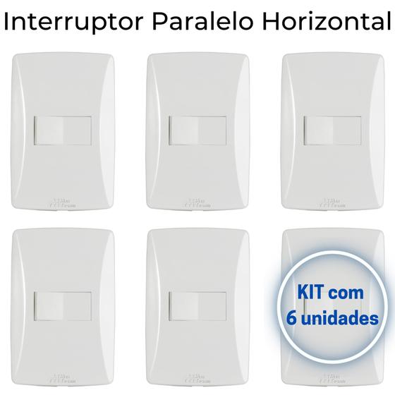 Imagem de Interruptor Paralelo Horizontal Mec-tronic Branco com Placa 4x2 - Kit c/ 6 unidades