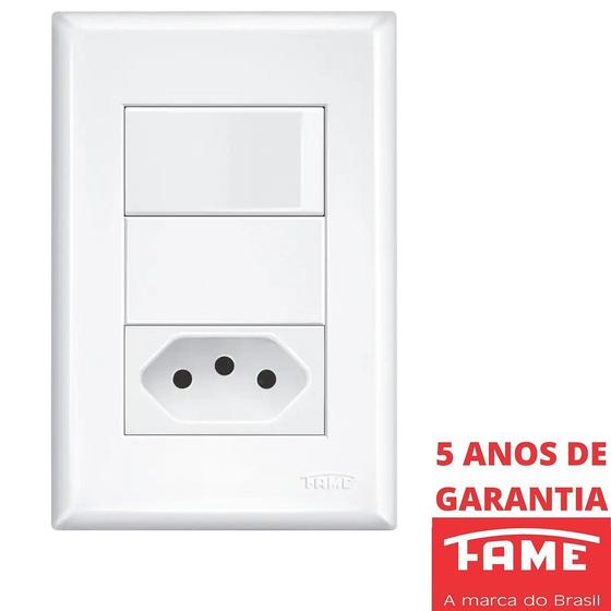 Imagem de Interruptor Paralelo Three Way 16A e Tomada Padrão 2P+T 10A Com Placa Evidence FAME