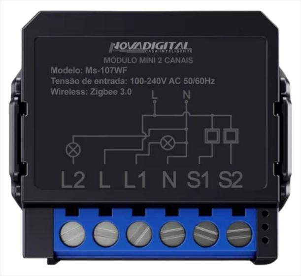 Imagem de Interruptor Relé Inteligente Zigbee 2 Canais Novadigital