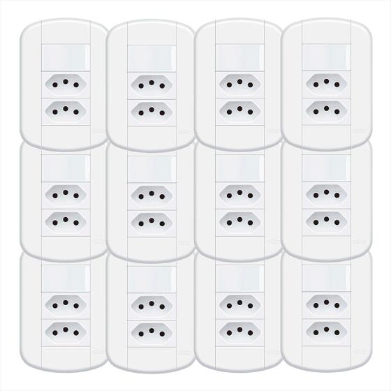 Imagem de Interruptor Sem Aparência Parafuso Kit 12un -  INT 16A E 2 TOMADA 10A