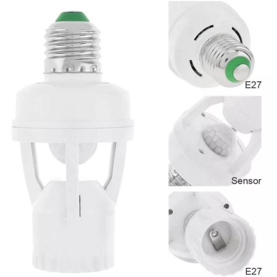 Imagem de Interruptor Sensor Presença  Soquete  para Lâmpada LED com Fotocélula e Infravermelho