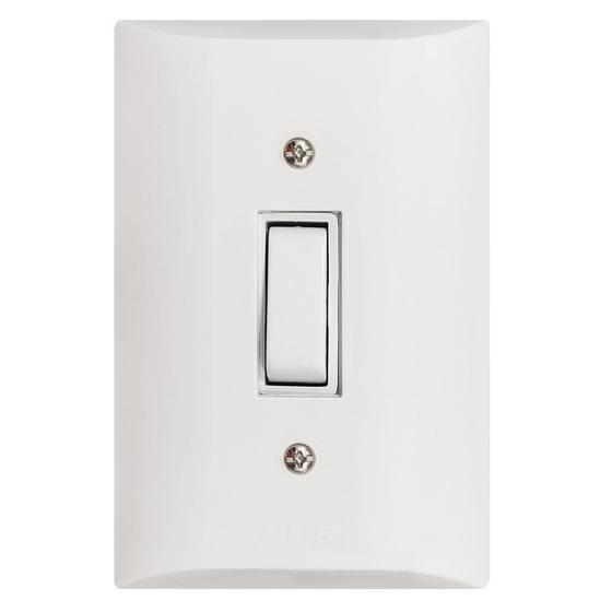 Imagem de Interruptor Simples 1 Tecla 10A Com Placa Espelho Branco 127v e 250v Bivolt