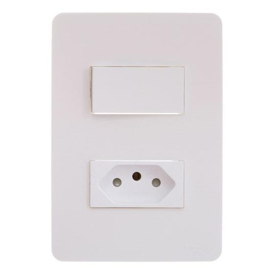 Imagem de Interruptor Simples 10A 4x2 1 Tecla e Tomada Branco Orion Schneider