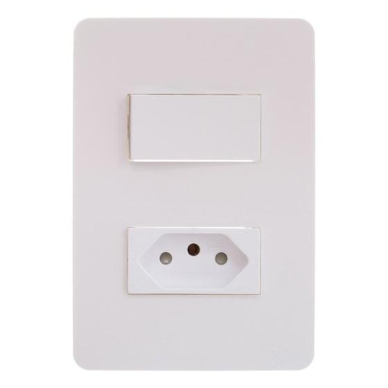 Imagem de Interruptor Simples 10A 4x2 1 Tecla e Tomada Branco Orion Schneider