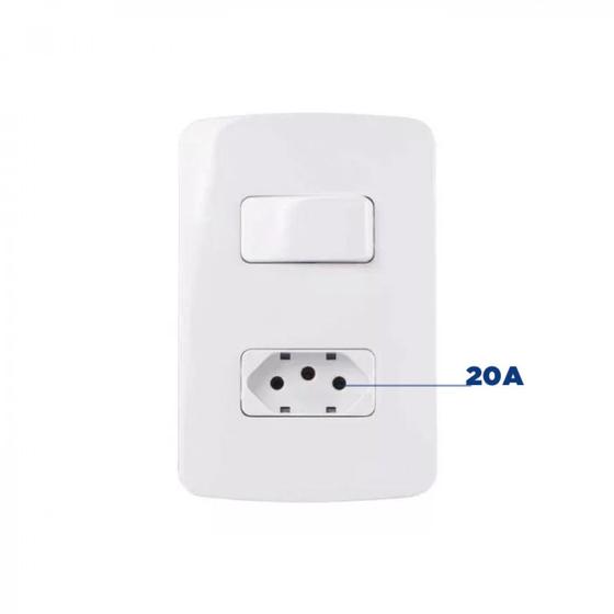Imagem de Interruptor simples 10A + tomada 2P+ T 20A B3 - Margirius