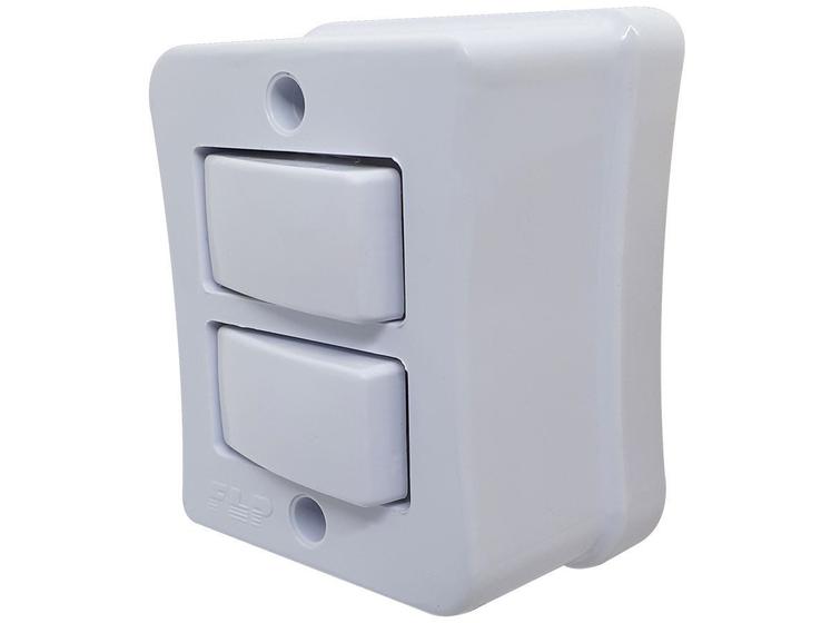 Imagem de Interruptor Simples 2 Teclas 10A Sobrepor Externo Com Placa Espelho Branco Linha Viena