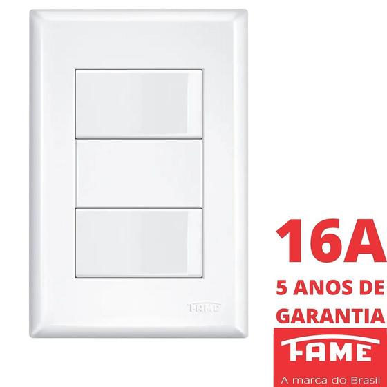 Imagem de Interruptor Simples 2 Teclas 16A Com Placa 4x2 Evidence FAME