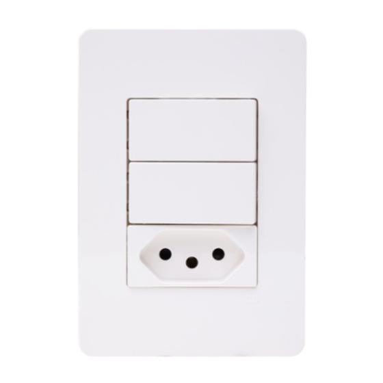 Imagem de Interruptor Simples 2x + Tomada 10A N1536.I2 BL Branco ABB
