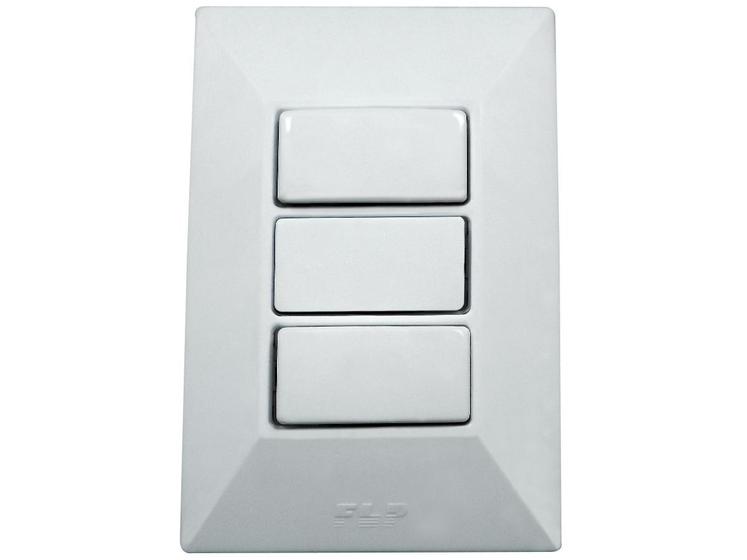 Imagem de Interruptor Simples 3 Teclas 10A Com Placa Espelho Branco Linha Dubai