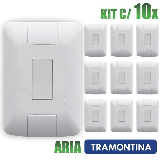 Imagem de Interruptor Simples Aria Branco Tramontina 6A/250V Kit c/ 10 unidades c/placa