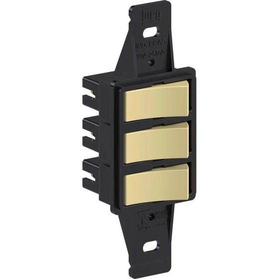 Imagem de Interruptor Simples Com 3 Teclas 10A 250Vca Tradicional Preto Weg