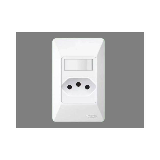 Imagem de Interruptor simples com tomada sistema x 10A 250V Fame